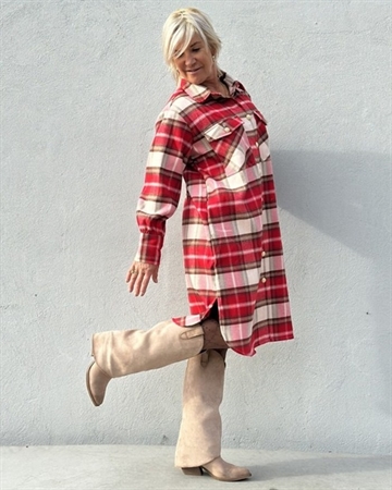 GASPAR Aston Long Check 2510334 Red Skjortekjole 〖 PRE-ORDRE〗KOMMER I DECEMBER